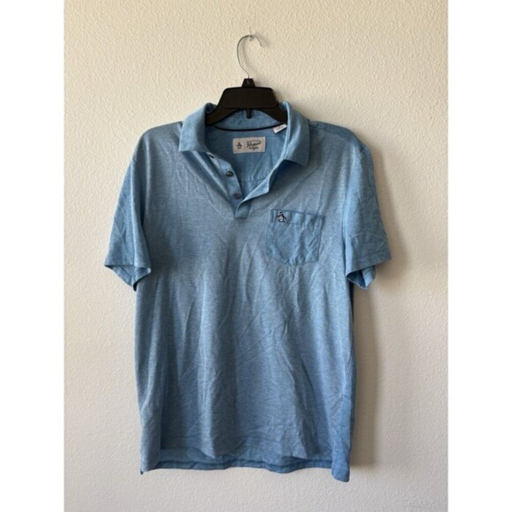 Penguin Men's Polo Shirt Short Sleeve Blue Size Medium